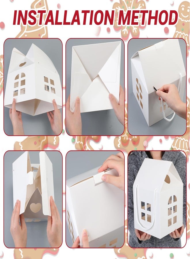 Sinload 10 Pcs Christmas Large House Shaped Gift Boxes with Handles 7.87 x 7.87 x 11.22 Inches Sturdy White Card House Shaped Gift Boxes Large Christmas Box for Presents and Treats - Image 4
